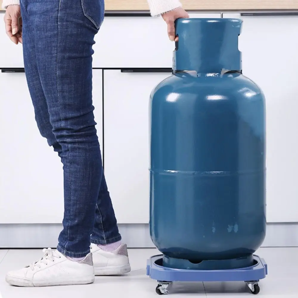 PP Gas Cylinder Dolly Perforated Platform Rolling Wheels Gas Cylinder Stand Raised Base Easy Mobility Flower Pot Tray