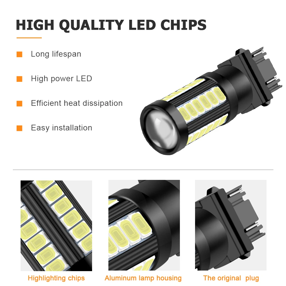 2x Signal Lamp 12V 3156 Led P27W Atuo Brake Backup Light T25 Led 3157 P27/7W 5730 33SMD Canbus Car Turn Reverse Lamp 1200Lm