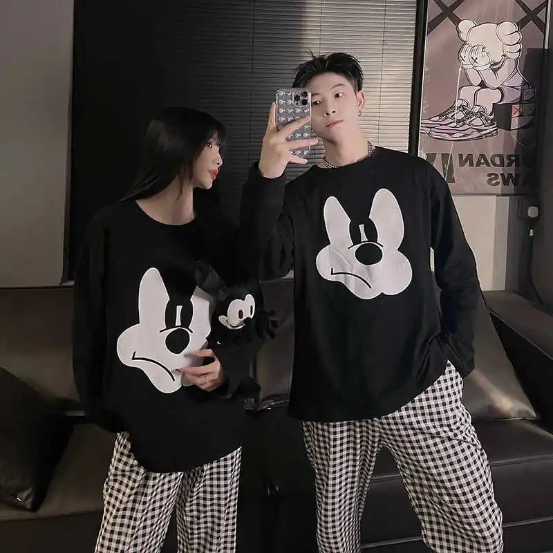 Disney couple pajamas new cotton two-piece suit couple suit cartoon Disney loungewear women\'s clothing Mickey Mouse pajamas