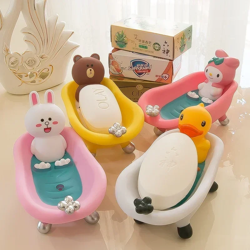 New Cartoon Shape Soap Box Kids Toys Draining Practical Easy Clean Soap Dish Bathroom Candy Colors Soaps Dish Box soap holder