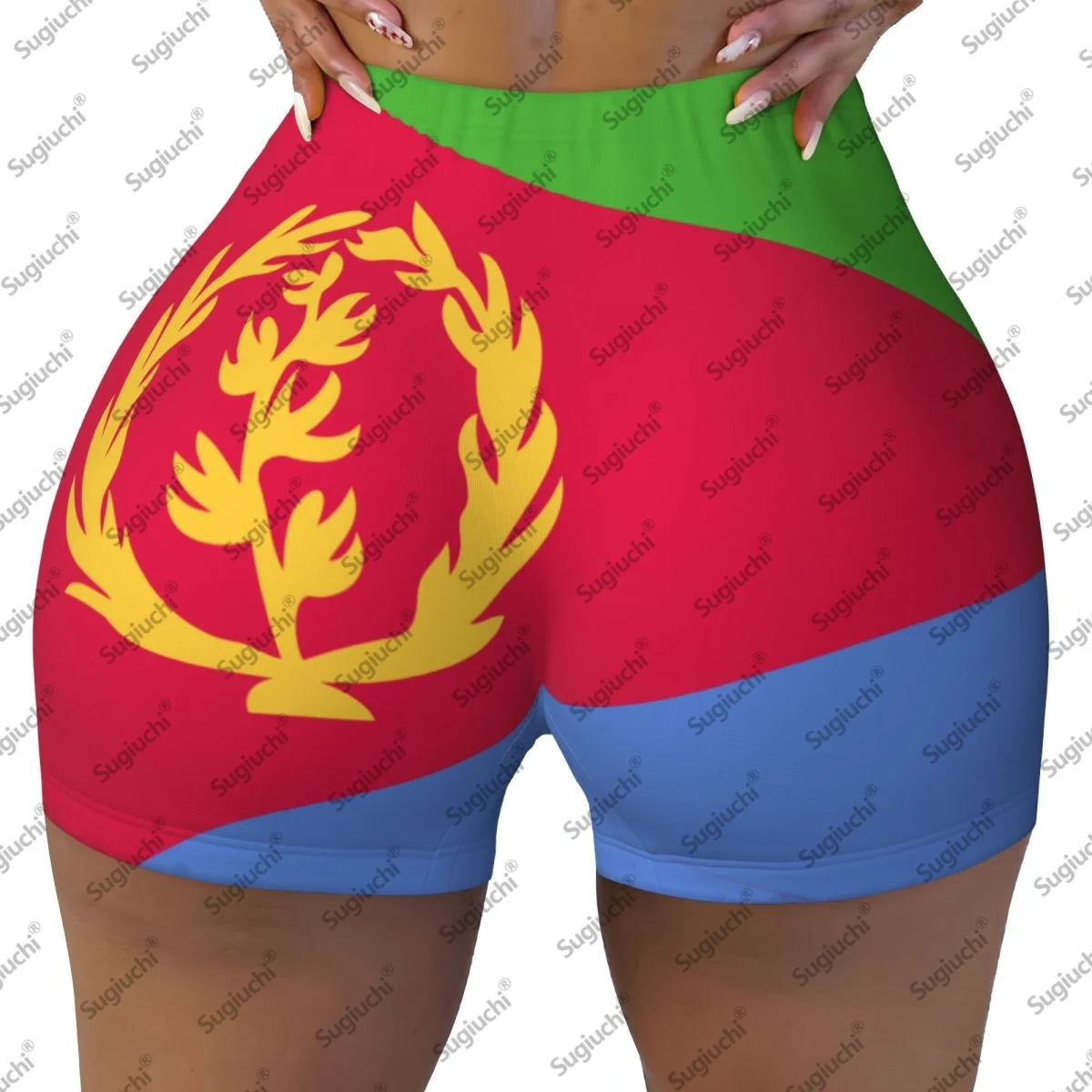 Pantalones cortos de yoga con bandera de Eritrea para mujer, entrenamiento, levantamiento de glúteos, cintura alta, gimnasio, correr, pantalones cortos