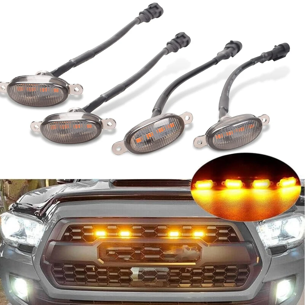 4 في 1 LED سيارة الجبهة مصبغة ماركر أضواء المدخن العنبر شواء ضوء ل جيب قبالة الطريق جذع SUV فورد تويوتا النهار مصباح جيد الإضاءة