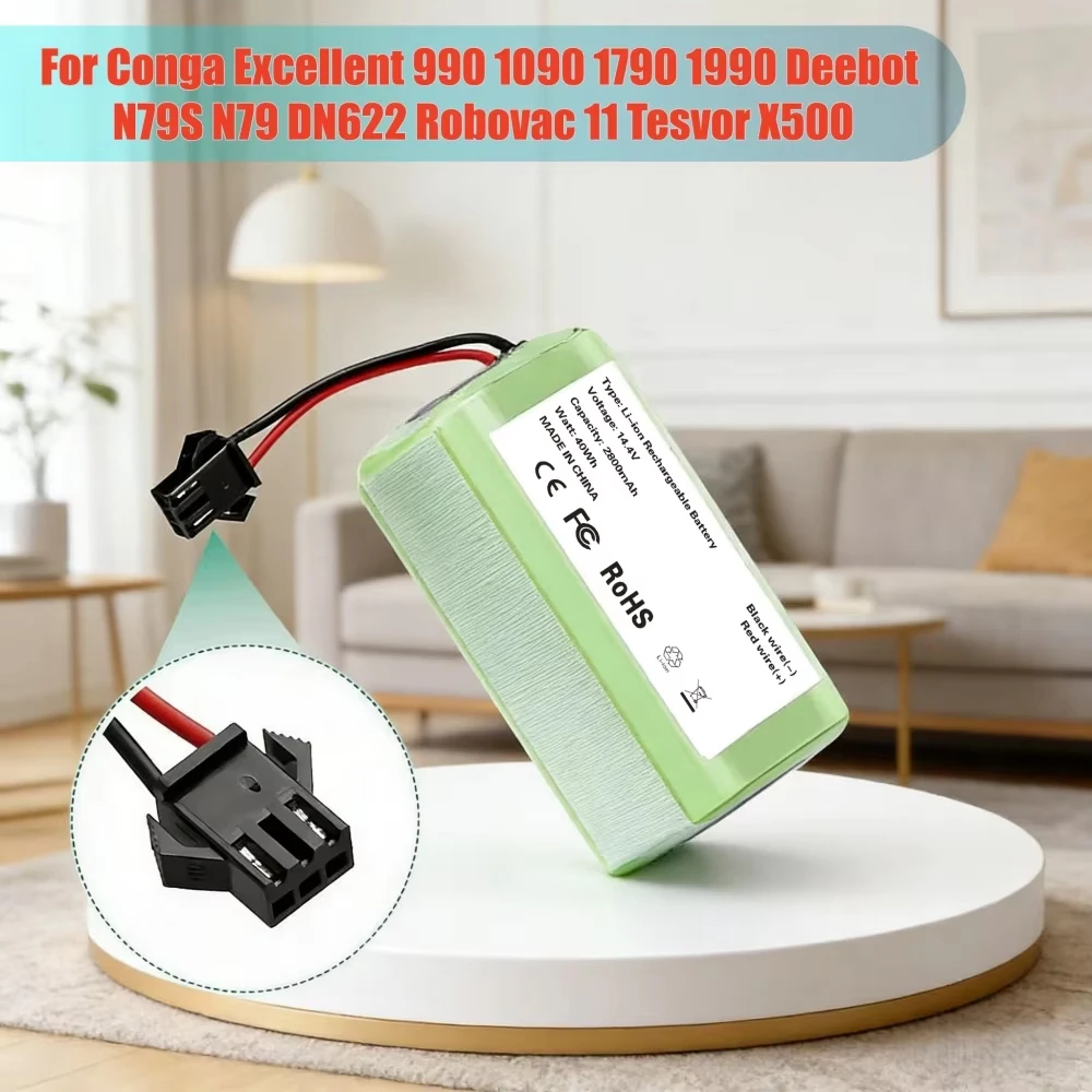 Batería de Repuesto de 14.4V para Aspiradoras CECOTEC CONGA 950 990 999 1190 1091 1099 1790 1990 2290 5290