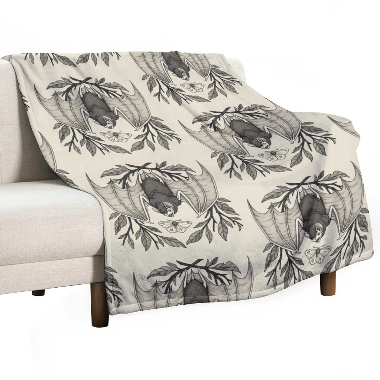 

Bat and Moth Throw Blanket sofa bed Designers Luxury Brand Blankets