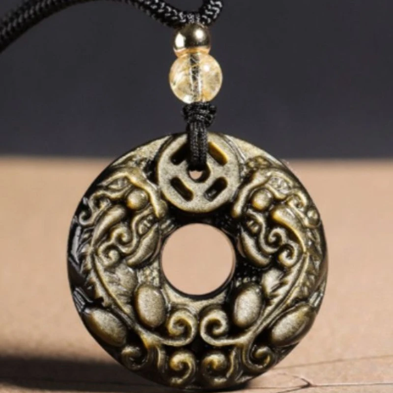 

Кулон из натурального обсидиана Pip, кулон, мужское и женское ожерелье с подвеской, ювелирные изделия