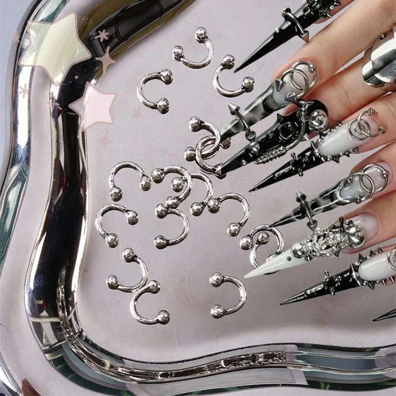 20Pcs Punk Style Nail Parts Alloy Studs Gold Silver Curve Arrow Rivet Decoration For Nails Art Accessories Charms Embellishments