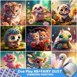 Fairy Dust AB 5D DIY Tiger Cat Rhinestone Pictures Mosaic Baby Animal Diamond Painting Cross Stitch Embroidery Cartoon Decor