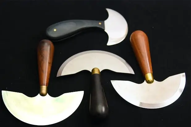 

Portable Professional French Type Half Round Blade DIY Leather Craft Knife Wood Handle Cutting Skiving Cutter Tool