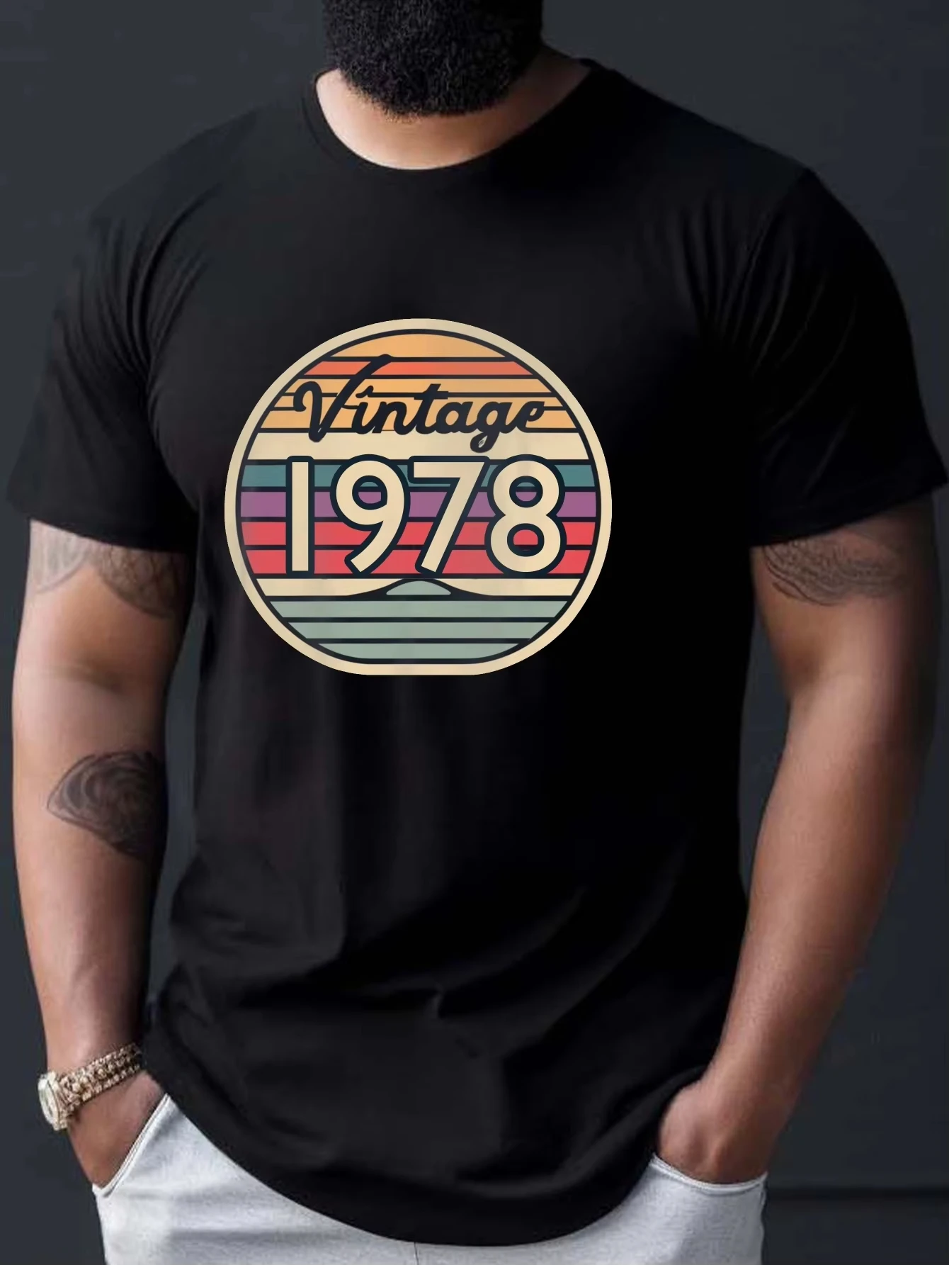 

Men Clothing Men T Shirts Unisex 1978 Vintage Throwback Men's Print T-shirt, Casual Short Sleeve Tees for Summer Fashion Trend