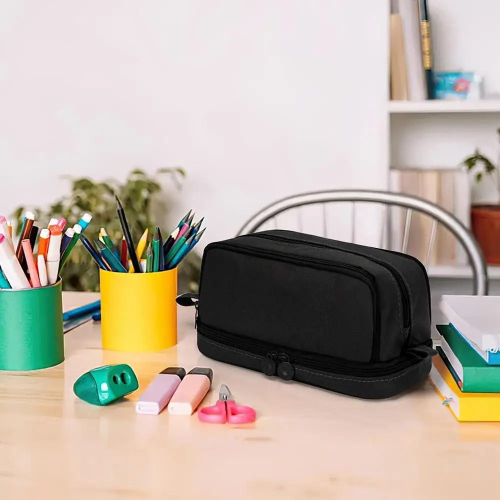 Macaron Color Large Capacity Pencil Case Multi Layer Compartments Eco Friendly Material Zipper Closure School Storage Bag