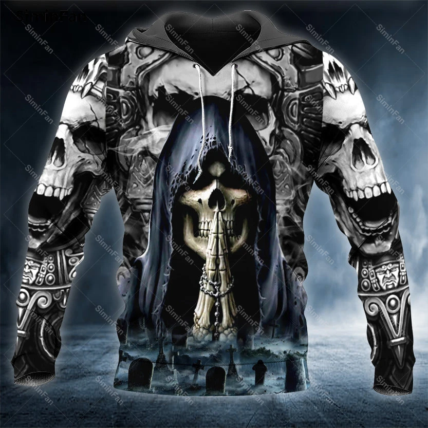 Praying For The Death Skull 3D Full Printed Hoodies Zipper Jacket Mens Hooded Pullover Coat Unisex Outwear Casual Sweatshirt Top