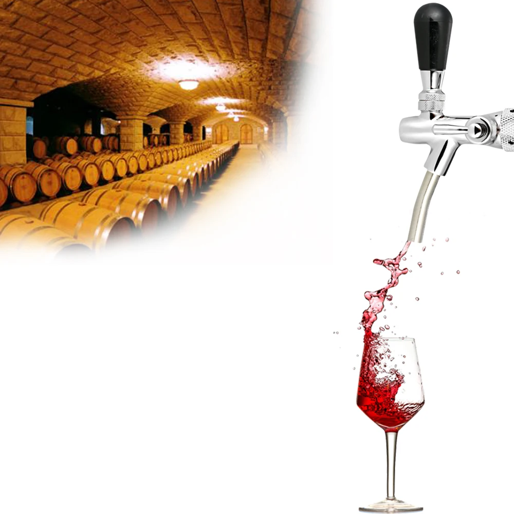 

Adjustable Beer Faucet, 1/8" Shank Long Stem Draft Tap, Plated Home Brew Keg Dispenser