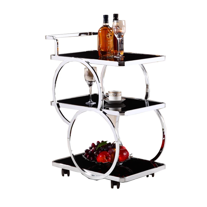 

Hotel restaurant delivery cart stainless steel three layer wine cart tea cart Dim sum cake shop mobile trolley