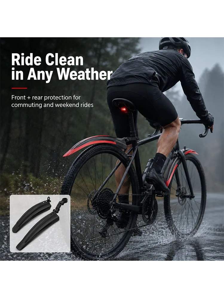 AliExpress pinmoap PINMOAP 2PCS Bicycle Fender Set 20-26'' Fit Mountain Bike Front Rear Mudguards Durable Splash Proof MTB Cycling Easy Install Bik
