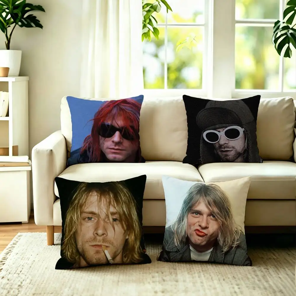 Singer Kurt Cobain Square Double-Sided printed Pillow Case Bedroom Bedside Pillow Sofa Cushion Cover