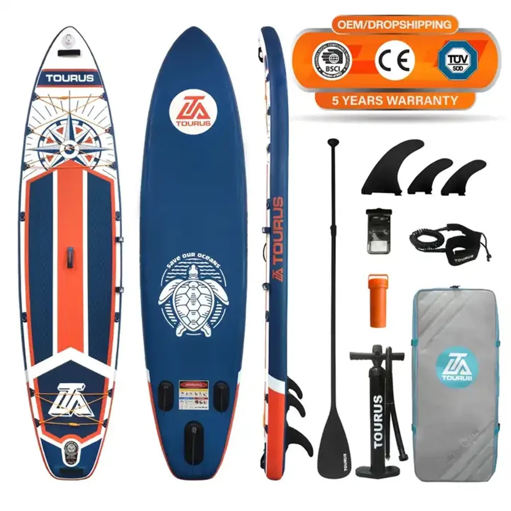 TOURUS 2023 April new arrival  reinforcement  double layer surfboard inflatable stand up paddle board deep blue isup 11'6