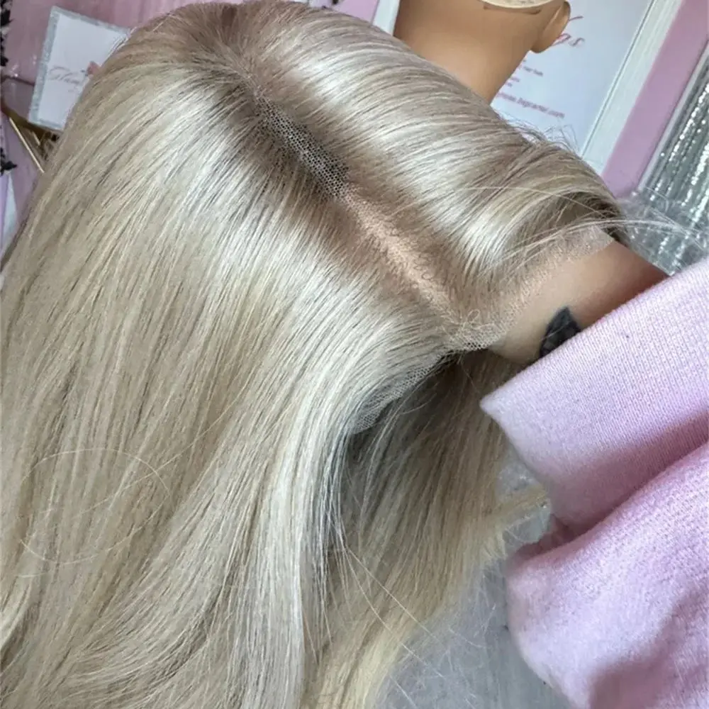 Ombre Blonde Lace Front Wigs for Women Middle Part Natural Wavy Blonde Wig 13x4 Glueless Synthetic Wig for Daily Party Use
