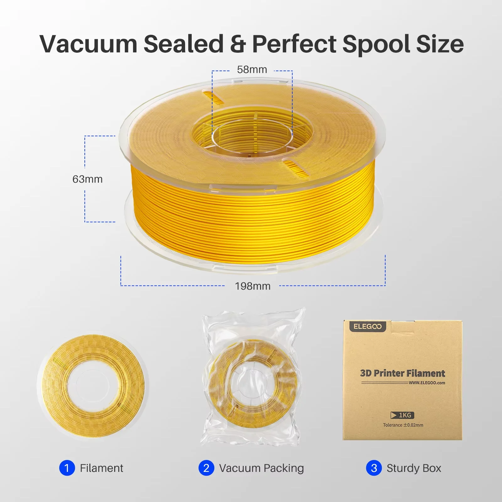 

ELEGOO 10KG SILK PLA Matte PLA Filaments 10Rolls 1KG/roll 1.75mm 100% Filament Lines Up Neatly For 3D Printing Printer