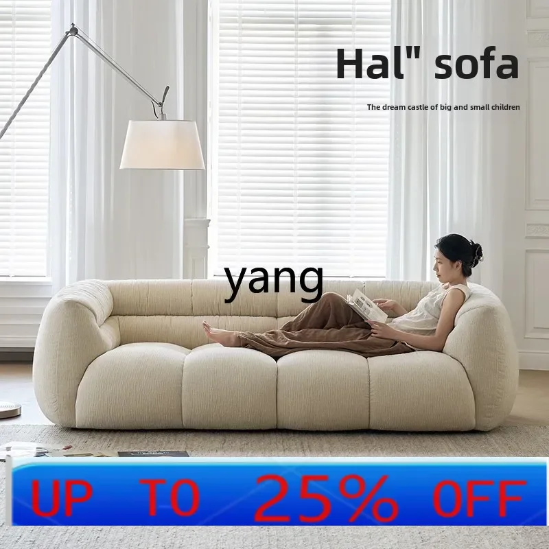 

LMM fabric sofa French retro cream style small apartment living room straight row sofa
