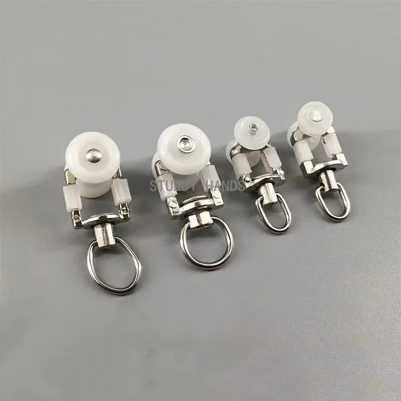 10pcs Curtain Track Pulley Plastic Stainless Steel Roller Nylon Wheel Window Hardware Accessories Bathroom Curtain Hook Wheel