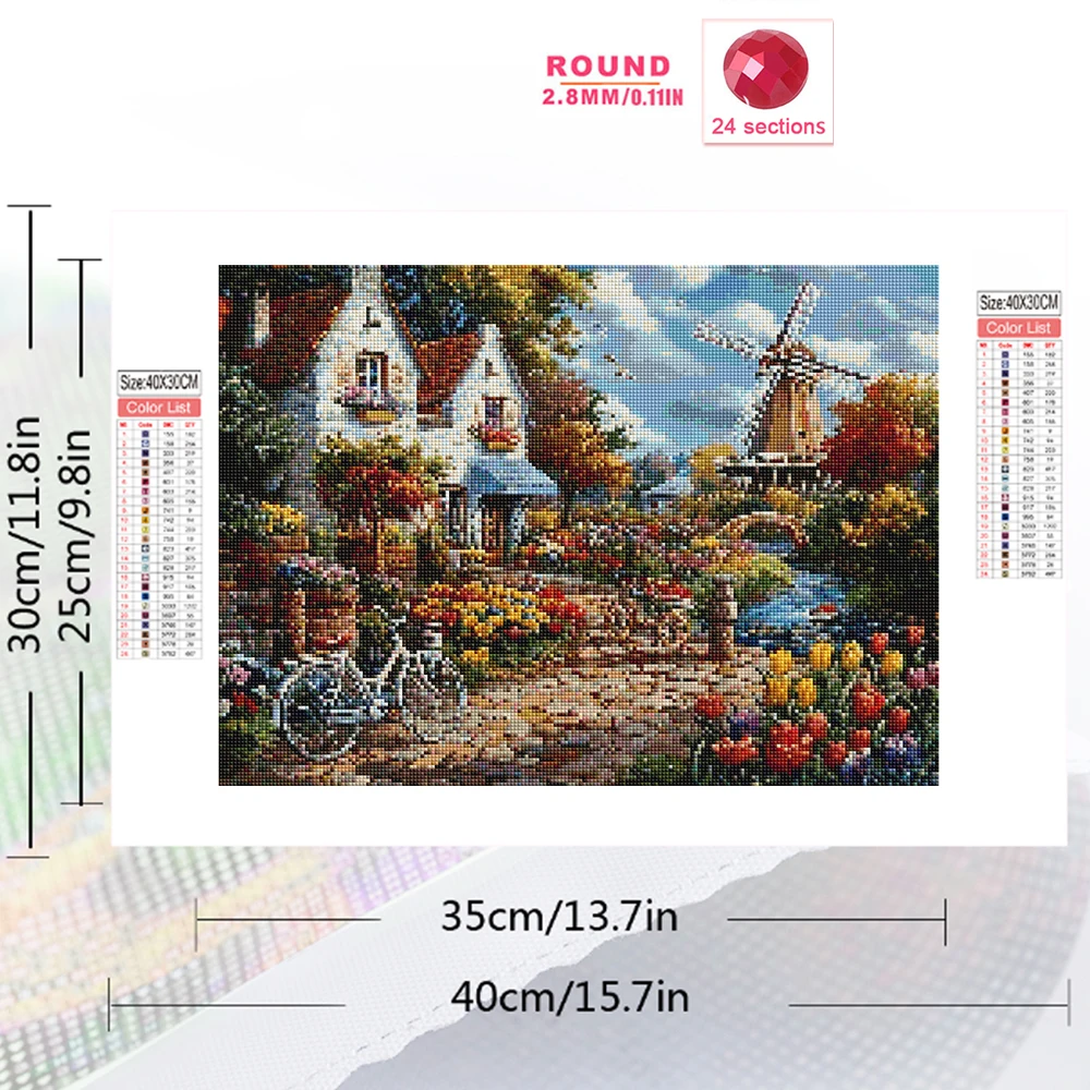 Evershine 5D Diamond Mosaic Landscape Full Square Painting Street Rhinestones Picture Embroidery House New Arrival Home Decor
