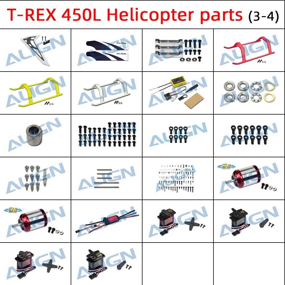 Align T-rex 450L parts Tail Blade Landing Skid MiniGRS Flybarless System Motor ESC Servo For 450 450L RC Helicopter