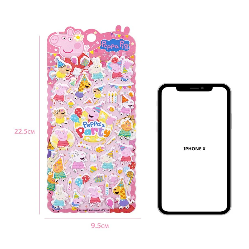 Peppa Pig Cute Cartoon DIY Stereoscopic 3d Bubble Stickers Hand Ledger Decorative Stickers for Children's Favorite Gifts