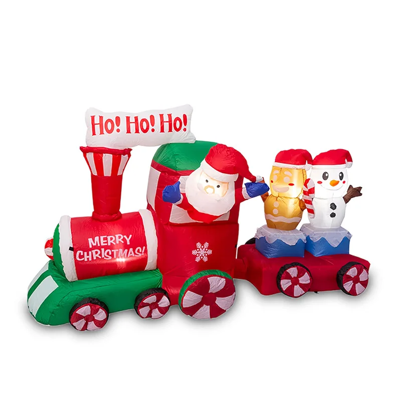 

Christmas Inflatable Santa Claus Train Airmold Snowman Gingerbread Man LED Luminous Garden Decoration Ornament