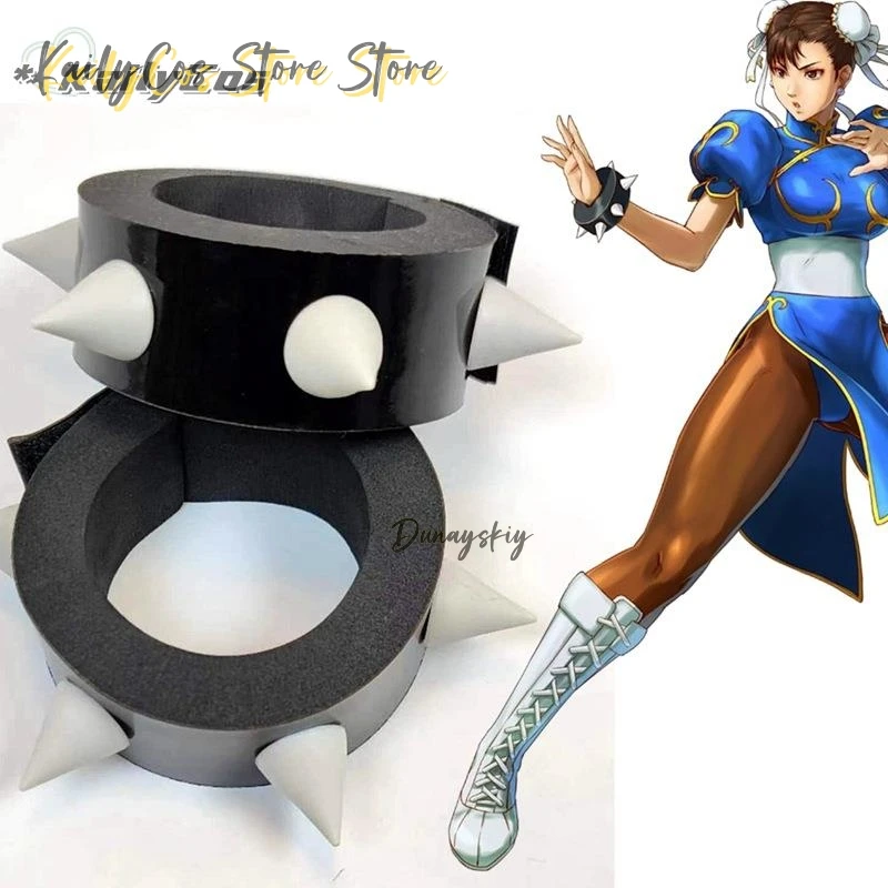 1pair Chun Li Cosplay Costume Prop Anime Bracelet Cosplay Wristband For Halloween Party Game Prop Wrist Strap Costume 2025