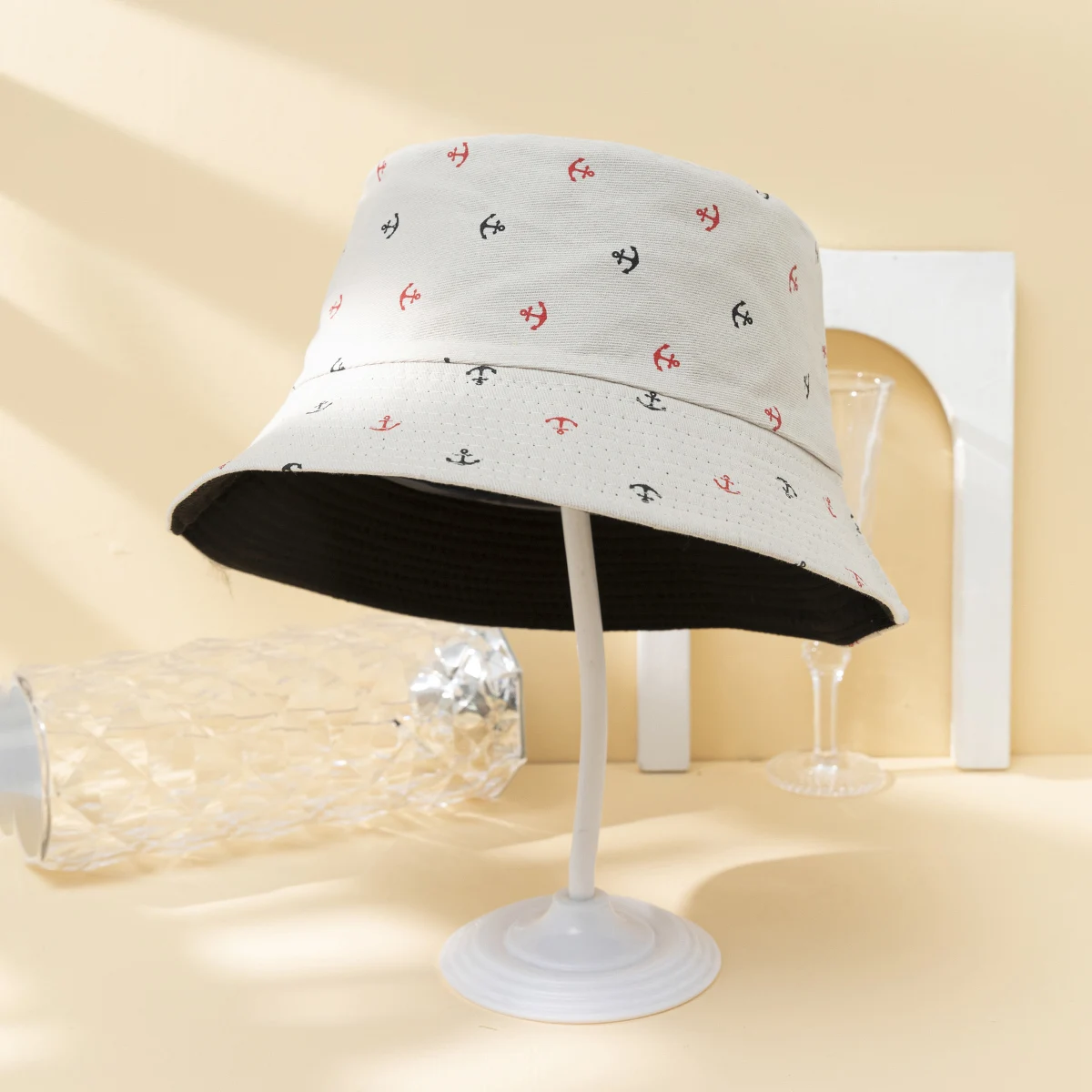 he full-print anchor sunshade is fashionable and versatile.Wear a fisherman's hat on both sides for daily leisure and outdoor