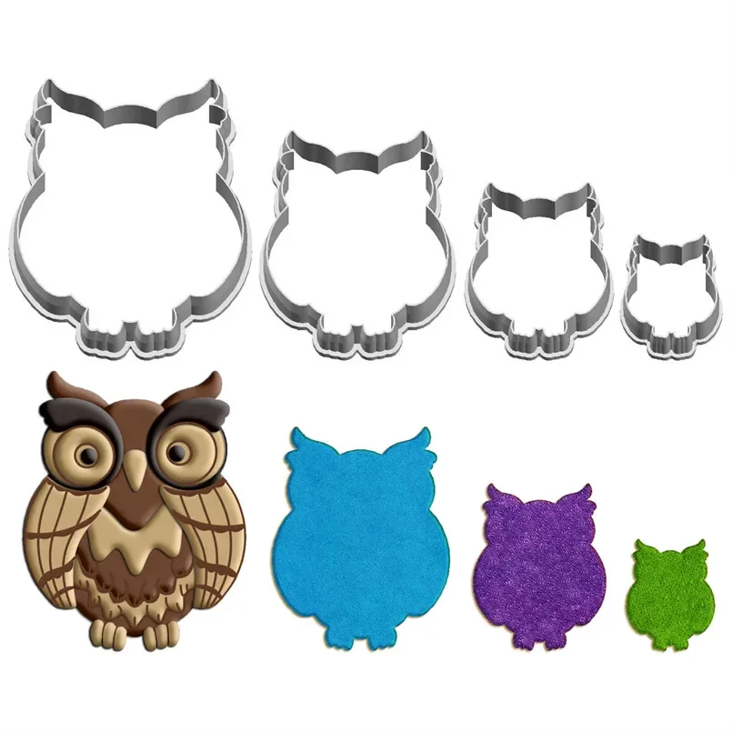 Four Specifications Cartoon Flying Animals,Barn Owl,Plastic Molds,Cake Pastry Fondant Decorate Tools,Cookie Cutters