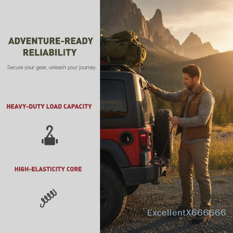 1Pcs Kayak Cycling Luggage Packing Ropes Heavy Duty Bungee Cord Elastic Tie Strap String Carabiner Hooks Camping Accessories
