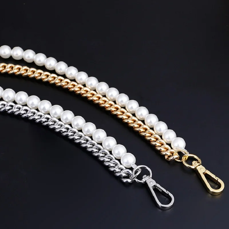 316L Stainless Steel Solid Metal and Pearl Bag Chain Bandage Strap Luxury Accessories Handles IP Gold Plated Silver Black DIY