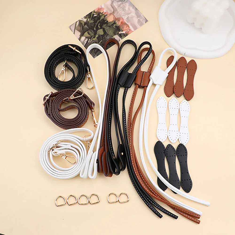 Fashion PU Leather Bag Handle Set Replacement Adjustable Drawstring Shoulder Bag Strap DIY Handmade Backpack Bag Accessories