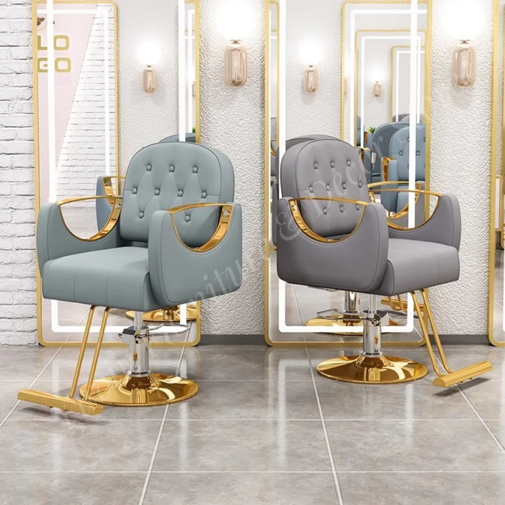 Modern Steel Frame Leather Barber Chair with Height Adjustable & 360 Degree Rotation Portable Salon Furniture for Commercial Use