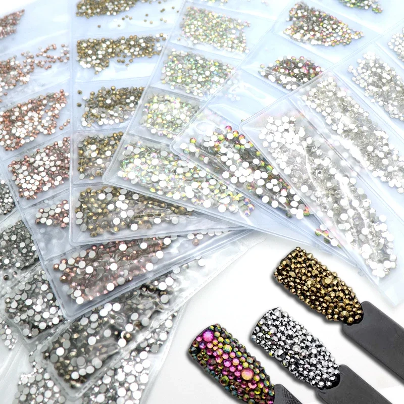 Crystal Manicure Rhinestones Nail Decoration Stones - 1600pcs Multi-size Strass Charms for 3D Nail Designs