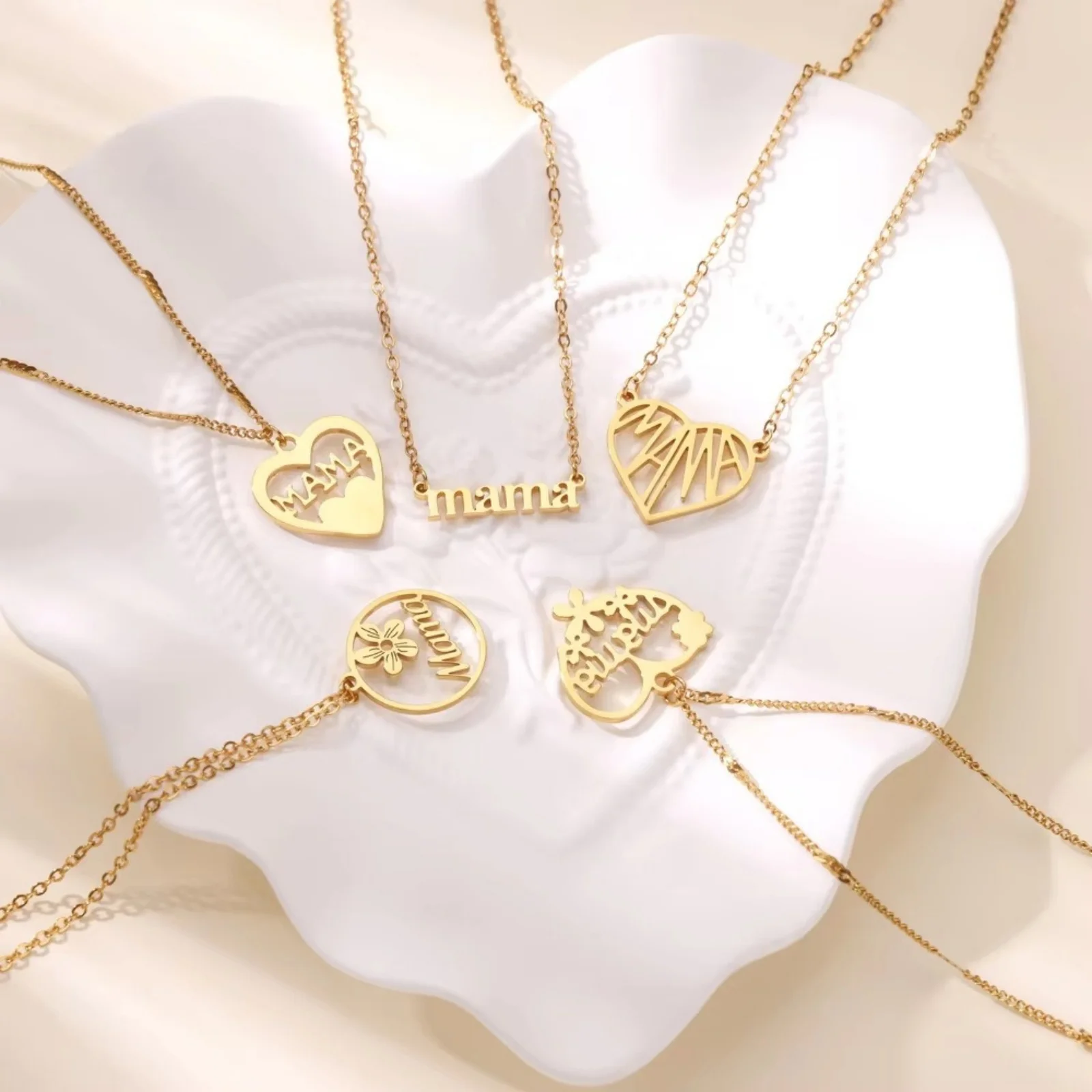 1pc Stainless Steel Necklace 18K Gold Plated  