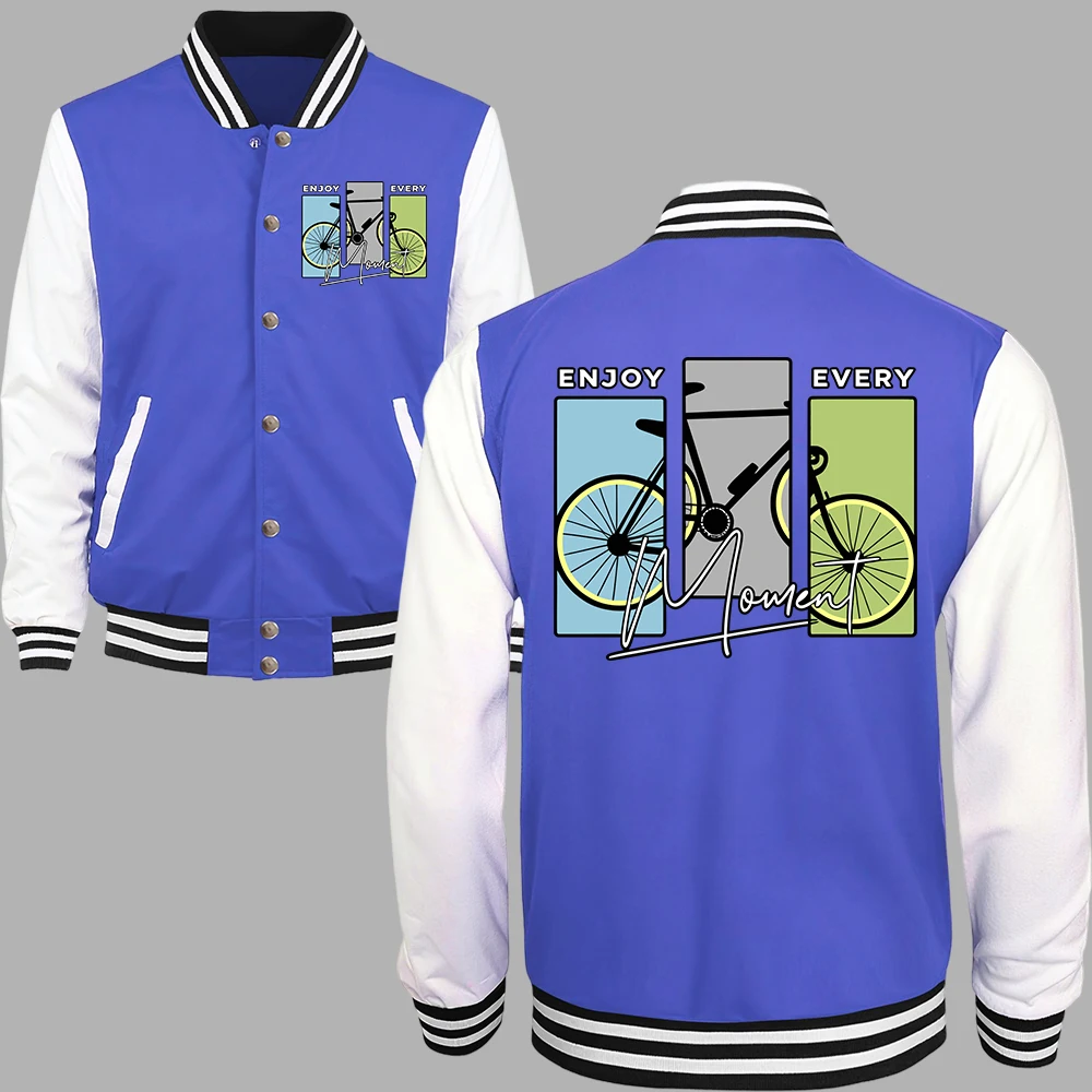 Enjoy Every Moment Bicycle Printing Baseball Uniform Women Cotton Oversized Streetwear Autumn Colorful Jackets Y2K Clothes