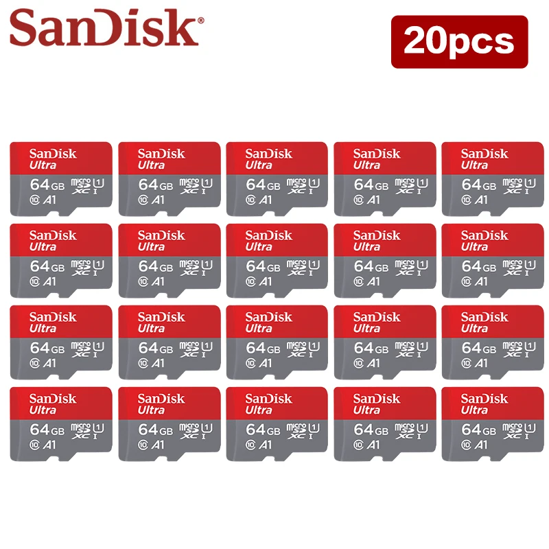 

20PCS SanDisk A1 карта памяти, класс 10, 32 ГБ, 64 ГБ, 140 МБ/с