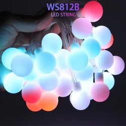 LED 요정 빛 문자열 USB DC5V 꿈꾸는 색상 RGB IC LED 라운드 볼 문자열 빛 크리스마스 파티 생일 장식 조명