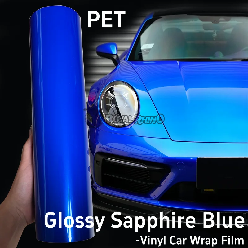 PET ultra bright metallic sapphire blue Self Adhesive PET Film Super Gloss Sticker Vinyl Hot Selling Car Wrap Vinyl Film