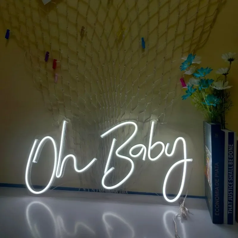 Oh Baby Neon Sign for Wall Decor Dimmable Decorations Birthday Party Wedding Decor (Warm white (14.2 x 7.9 inches))5V USB