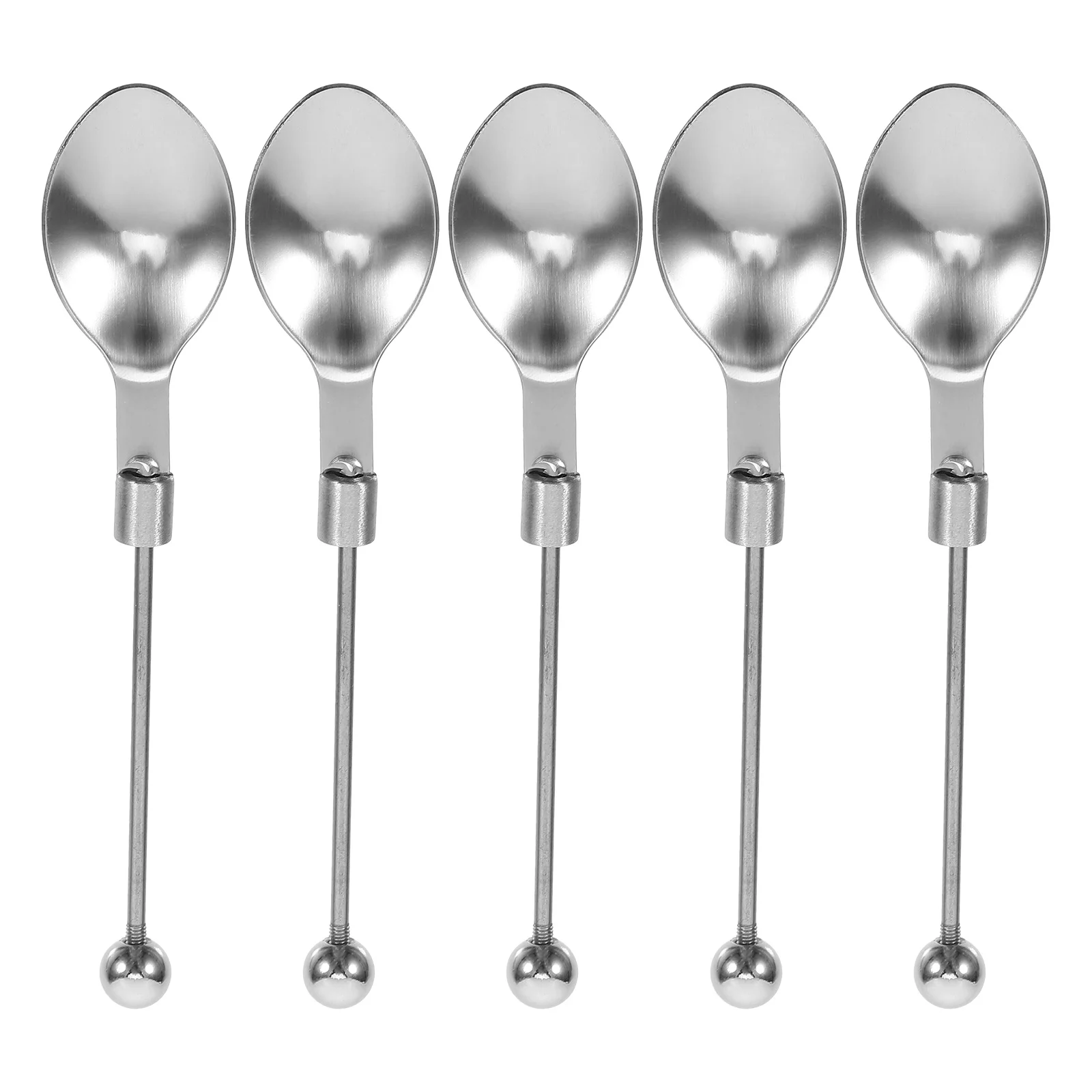 5 Pcs Beaded Coffee Stainless Steel Spoon Tea Spoons 201 Food Serving Ice Cream