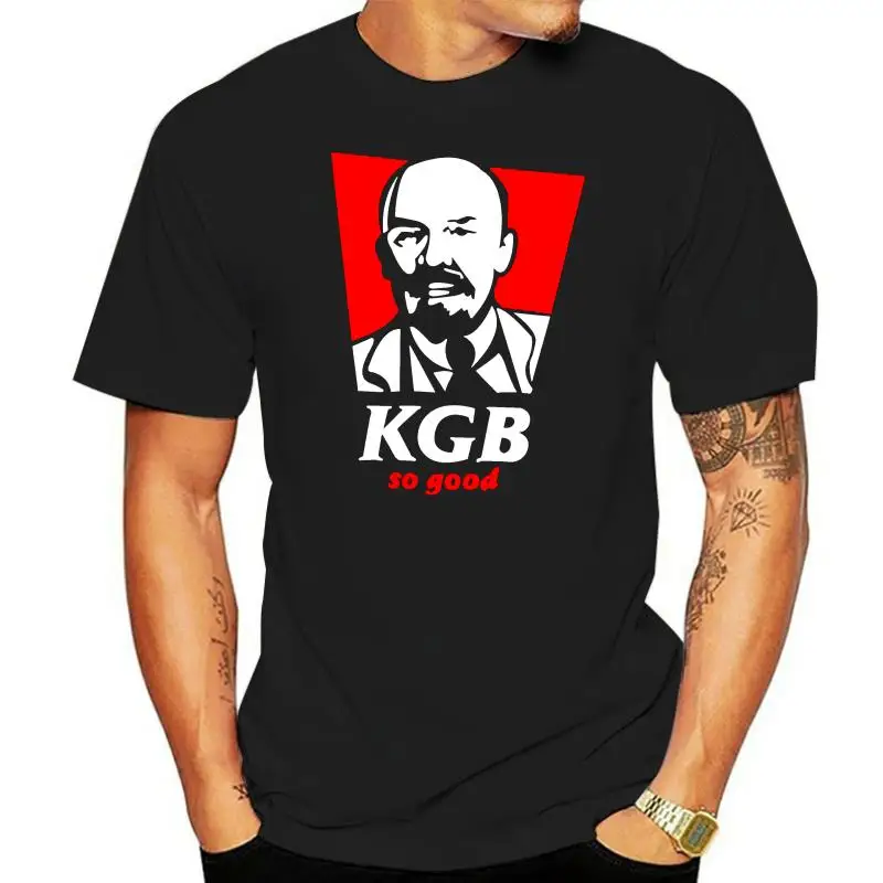 Authentic KGB Lenin Men T Shirt Communist Soviet T-Shirts USSR Party Revolution Cool Clothes Novelty Fashion Cotton Tee Shirt