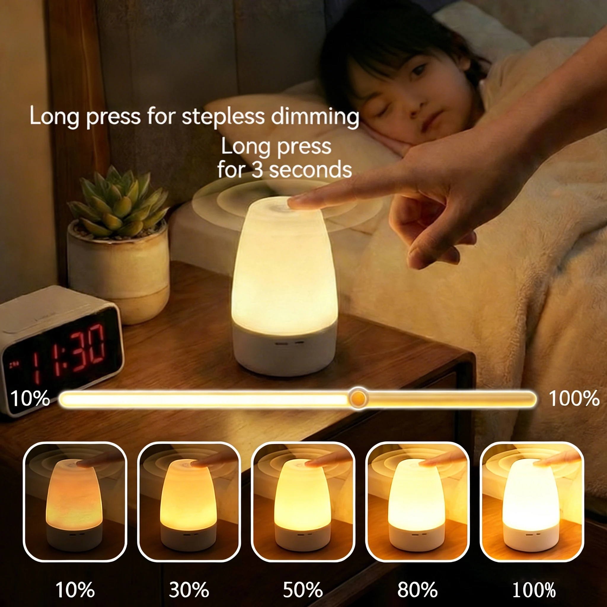 Światła LED z możliwością ściemniania, dotykowa lampka nocna LED, zdalne sterowanie, ładowanie USB, lampka stołowa LED, 3 kolory, lampka nocna dla dzieci, prezent.
