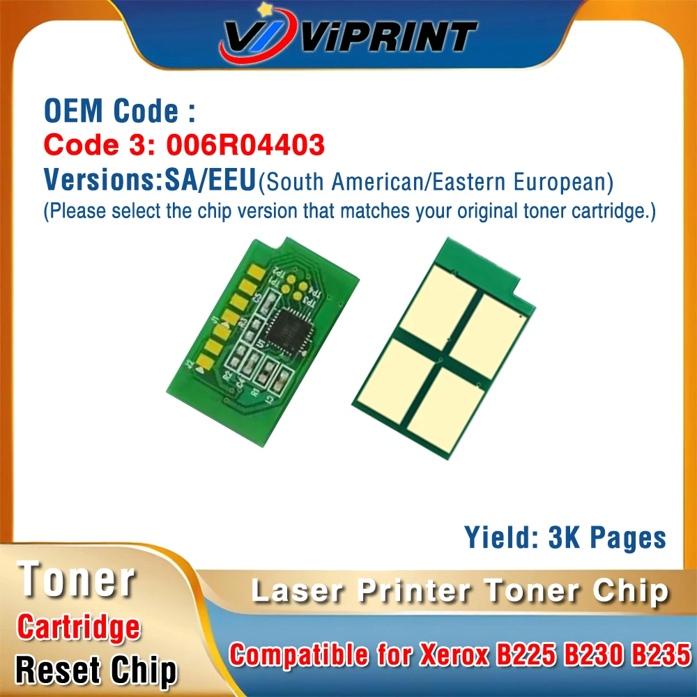New B225 Toner Chip Compatible for Xerox B230 B235 Cartridges Refiil Reset image 3
