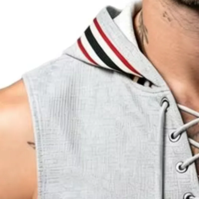 Men Muscle Tank Top Sleeveless Hooded Durable Slim Fit T-Shirt, Breathable Gym Workout Vest for Summer Outdoor