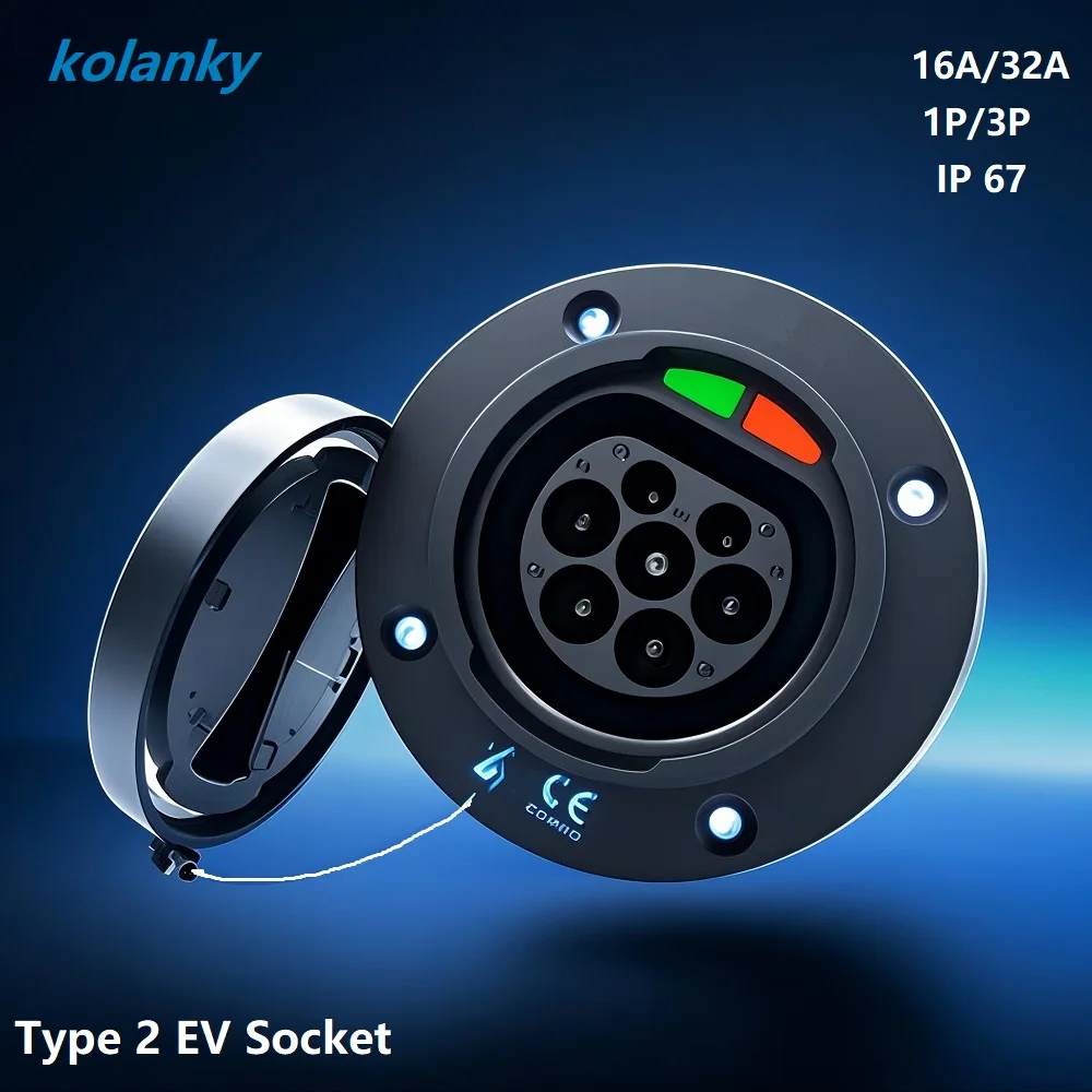 

Тип 2, боковая розетка для электромобилей, режим зарядки 16A, 32A, 110–450 В для электромобиля, совместимая со всеми зарядными устройствами IEC 62196-2