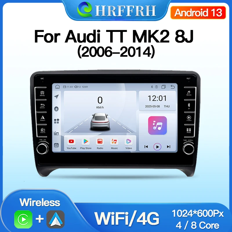 

Android For Audi TT MK2 8J 2006-2014 Car Radio GPS Multimedia Wireless CarPlay Auto WIFI 4G DPS Stereo Video Navigation BT 2 Din