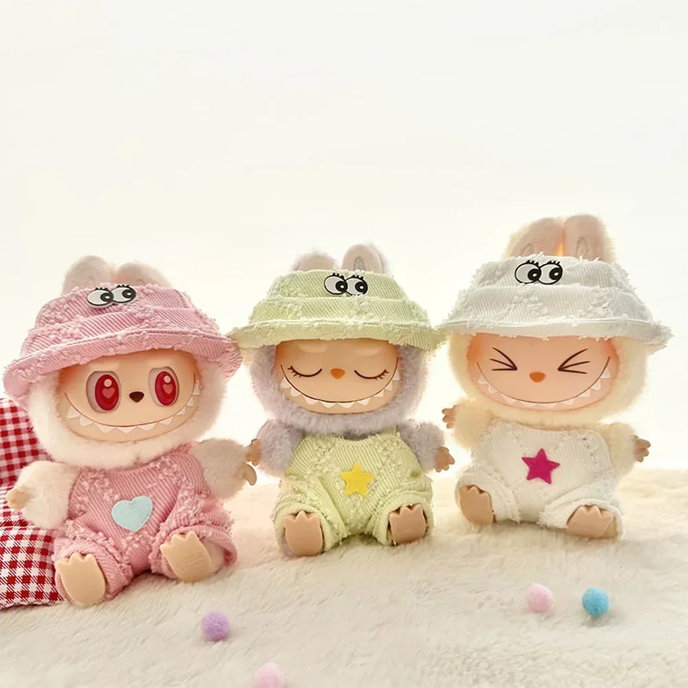 ل 15-17 سنتيمتر v1v2 Labubu ملابس دمى الزي اكسسوارات كوريا Kpop Exo Labubu المعبود V1 V2 الملونة صياد قبعة مجموعة